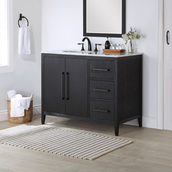 Highbury Furnishings Alsup 42'' Single Bathroom Vanity with Marble Top ...